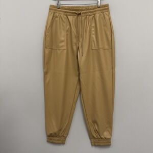 BCBGeneration Faux Vegan Leather Pants NWT $98.00 Tan Pull On Drawstring Size L